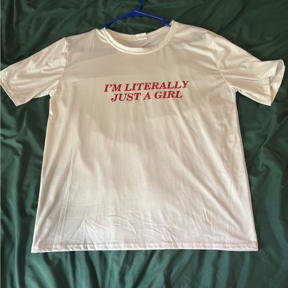 SHEIN White Tee with Red Text - Picture 1 of 1